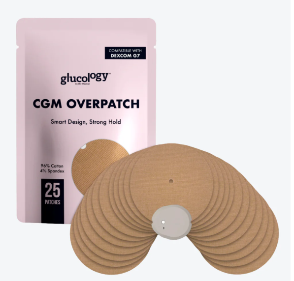 NEW Glucology  Dexcom G7, & Freestle Libre CGM Sensor Patches | Non-Stick Centre | 25 Pack CGM Overpatch